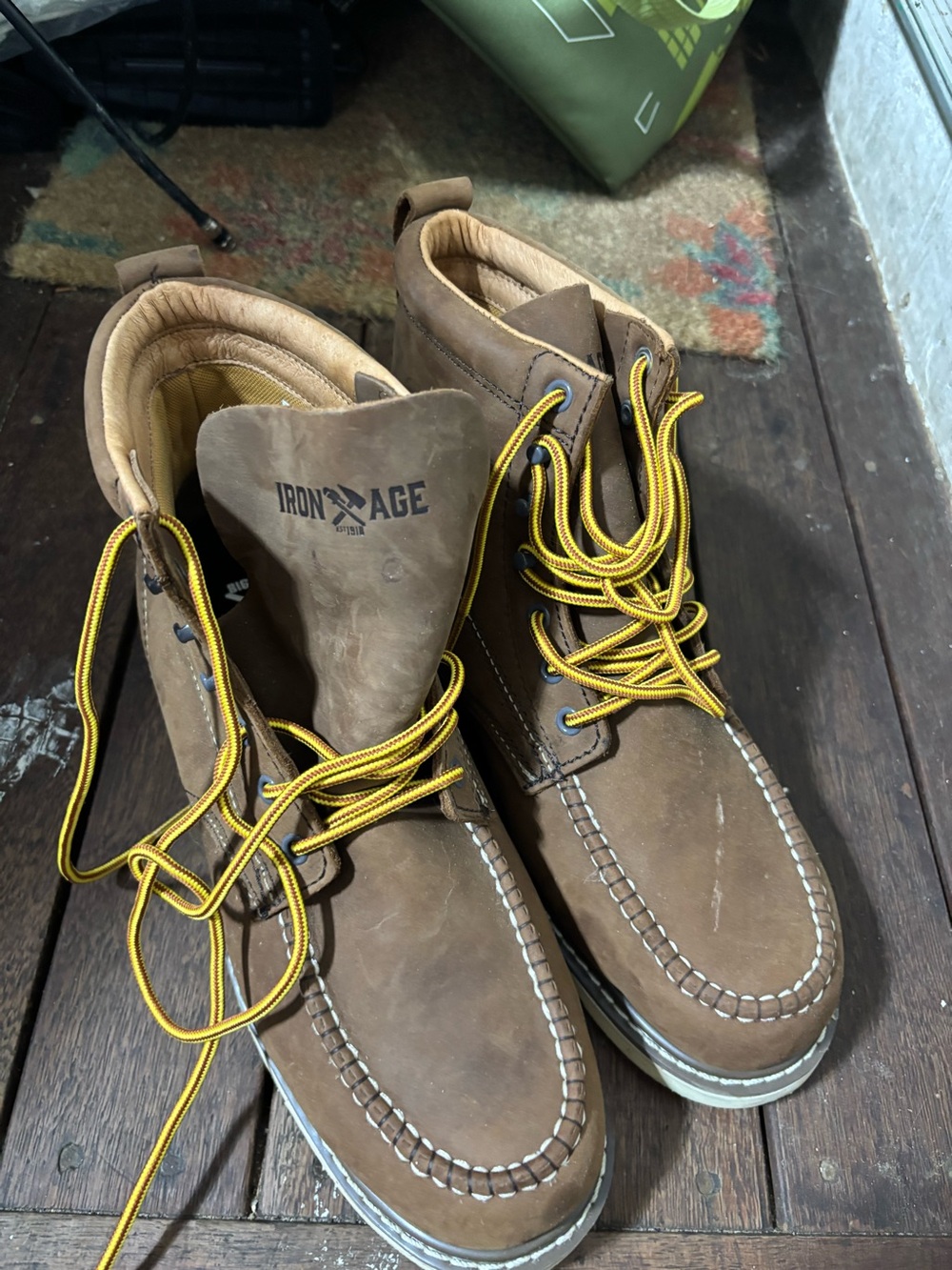 Iron Age Men's Brown Chukka Work Boots with Contrast Laces